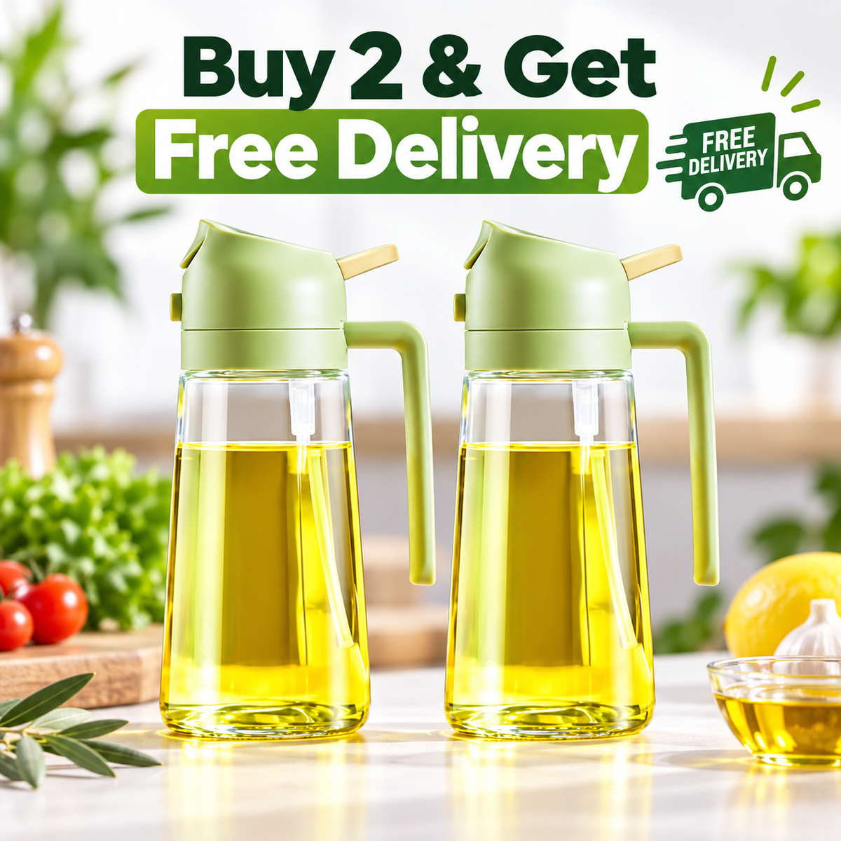 2-in-1 Glass Oil Dispenser & Sprayer – Kitchen Cooking Bottle